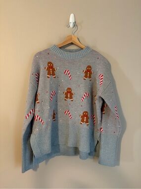 Grace + Karma Gingerbread Candy Cane Christmas Knit Pullover Sweater Holiday s